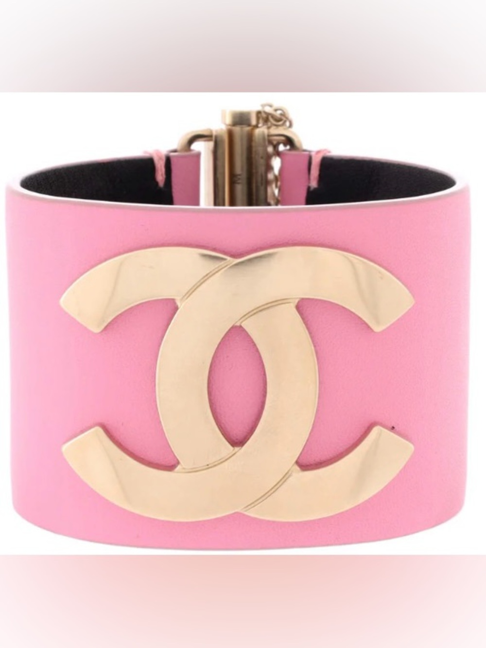 Chanel cc wide calfskin cuff M pink